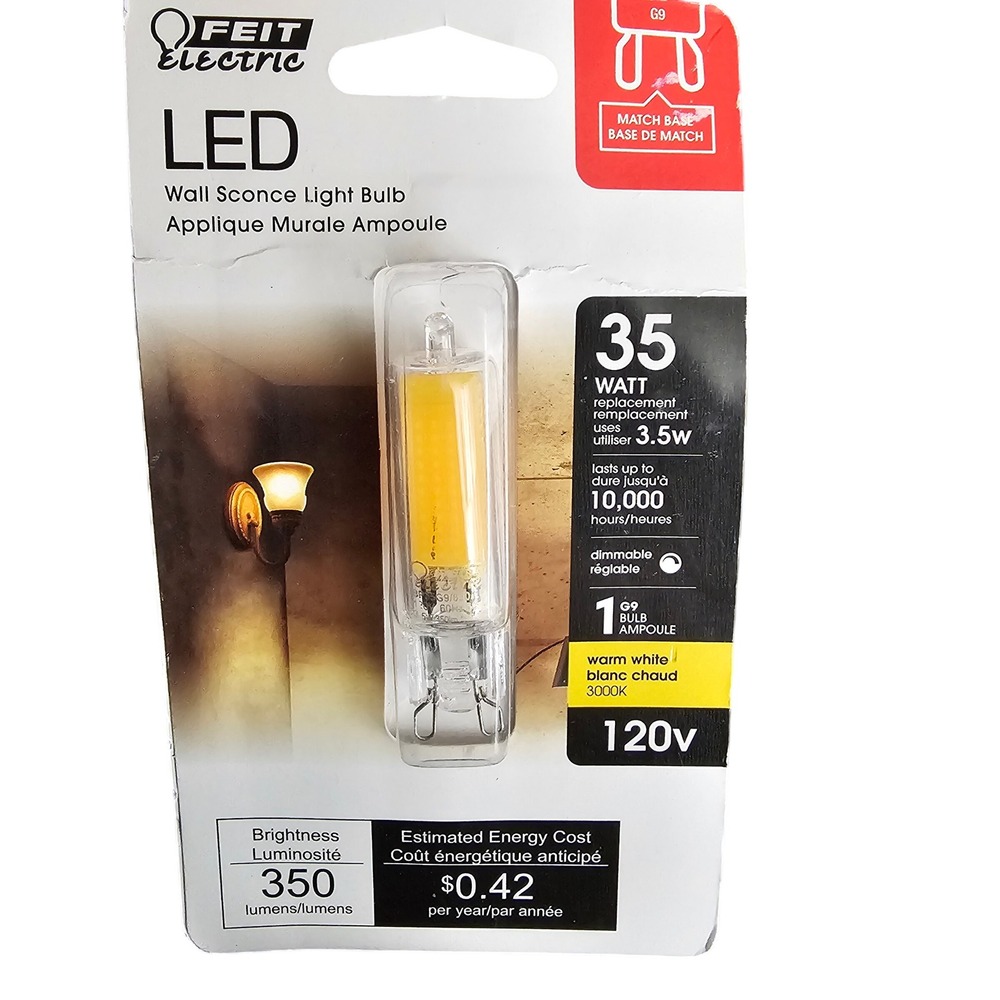 Feit Electric G9 LED Wall Sconce Light Bulb 35W Replacement 3000K Warm White 1pk